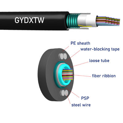 Overhead 652D 288 kern HDPE Buitenste jas Optische vezel lint Kabel Multi Tube Gel gevulde Outdoor optische vezel kabel