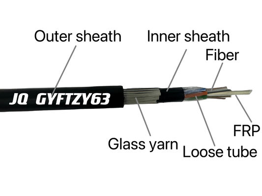 Rat-proof Flame Retardant GYFTZY63 Direct Begraven Glasvezelkabel Hoogwaardig Glasgaren met FRP