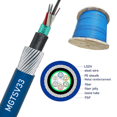 Fabriek LSZH MGTSV33 Staaldraad Gepantserd Mijnbouw Glasvezel Kabel Vlamvertrager G652D Blauwe Glasvezel Kabels Voor mijnen