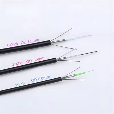 Op maat gemaakte GYXTW gepantserde 2 4 6 8 12 24 kern enkelmodus glasvezelkabel 6 mm 7 mm 8 mm met boodschapper