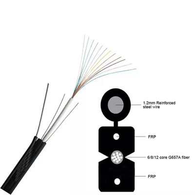 Buitenkabel FTTH Glasvezel Dropkabel GJYXCH 1–4 Kern G652D Staaldraad Ondersteund