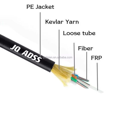 China Kabelleverancier ADSS Single Jacket 48 Core Single of Multi Mode FRP 1,5 mm 100m Span Length Fiber Optic Cable