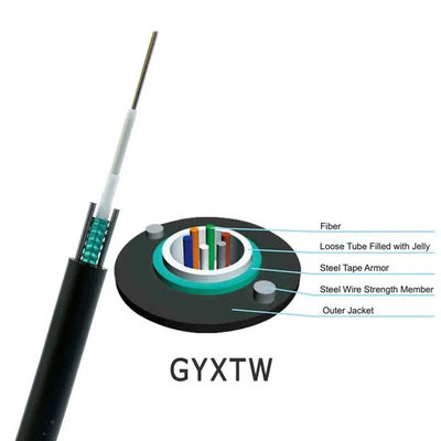 Luchtvezeloptische kabel GYXTW 4-24 Core Single Mode G652D 8.0mm Kabel OD voor overhead leggen met 1mm Steel Wire Strength