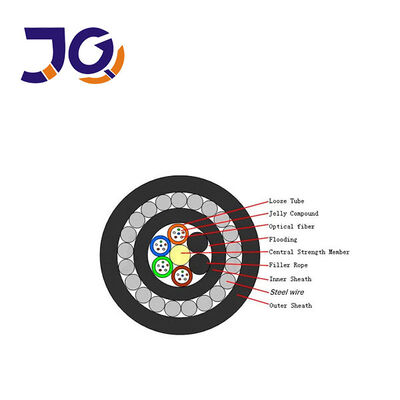 Waterdicht anti- knaagdieren staaldraad pantserde ondergrondse installatie glasvezelkabel GYFTY33 48F 96F
