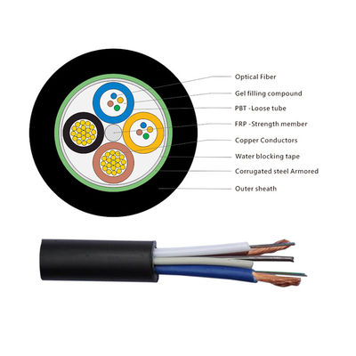 G652D 6 Core Hybrid Optical Cable met 2 koperen stroomdraden OPLC Outdoor Communication Cable