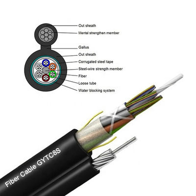 Openlucht 96/144 Kern Boodschapper Fiber Optic Cable gytc8s