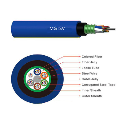 OEM Openlucht de Schede Blauwe Directe Begraven Mijn 8 Kern van pvc van de Vezel Optische Kabel MGTSV